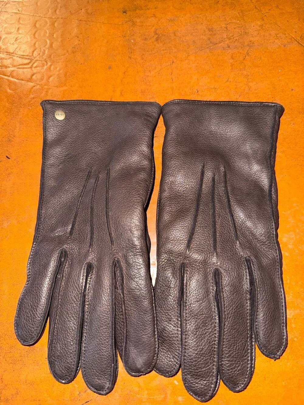Ugg Australia Leather Gloves Size L Dark Brown